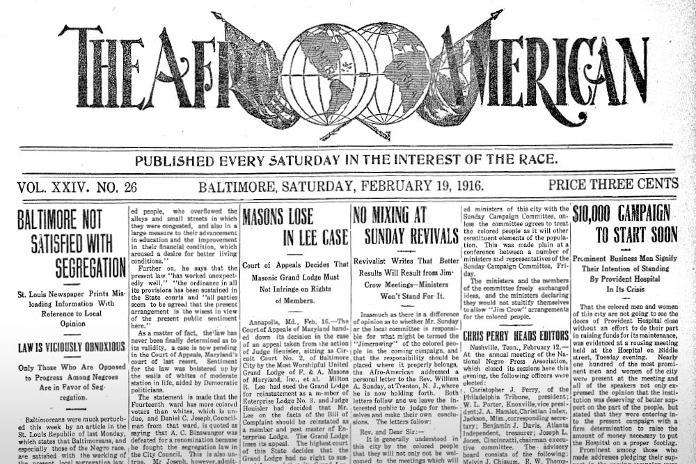 Black Newspaper Archives - Afro American 1916 front page top