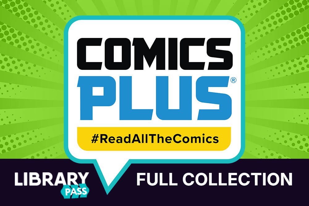 Comics Plus Full Collection - Library Pass logo and Read All The Comics slogan