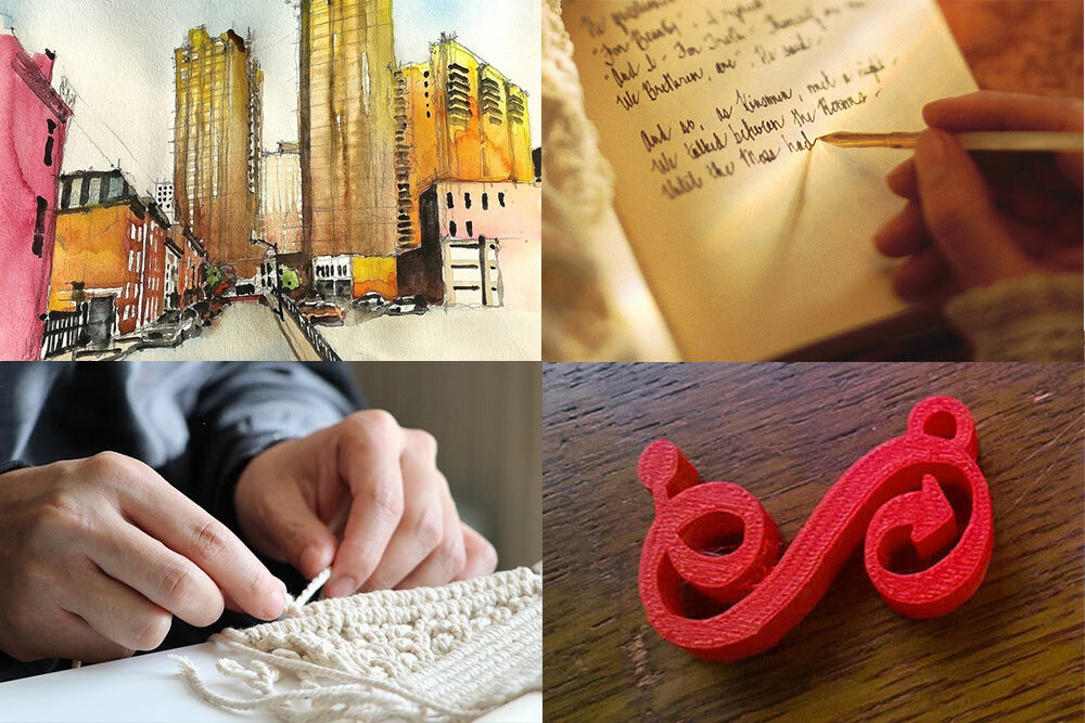 Adults creative events July 2024 including painting, fiber arts, writing, 3D printing and more