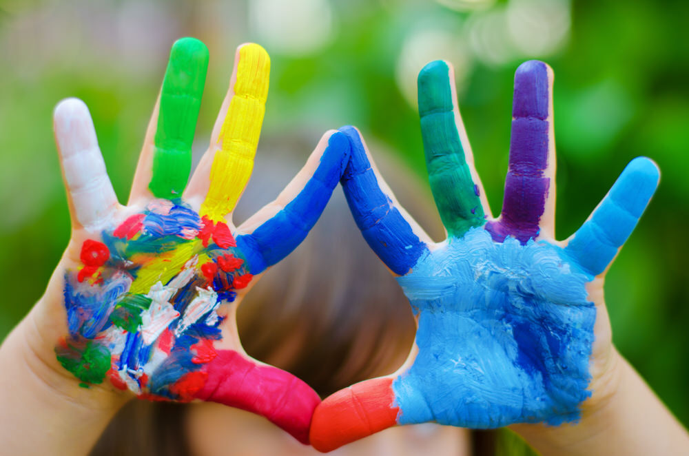 arts and crafts for young children - colorful fingerpainting hands