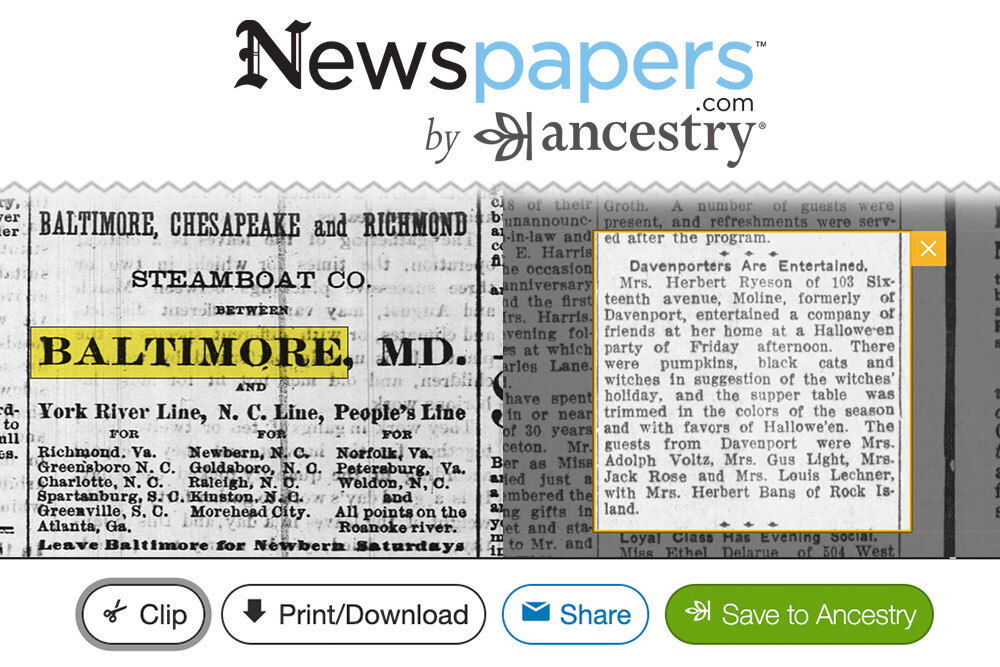 Newspapers.com by Ancestry database
