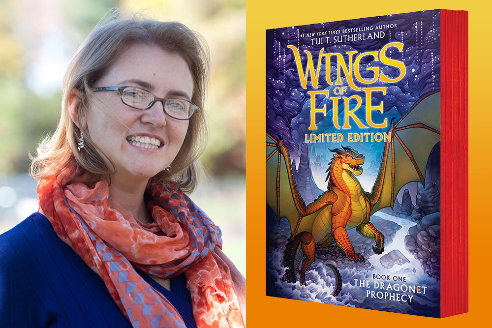 Ticketed speaker - children's author Tui T. Sutherland and her book, Wings of Fire