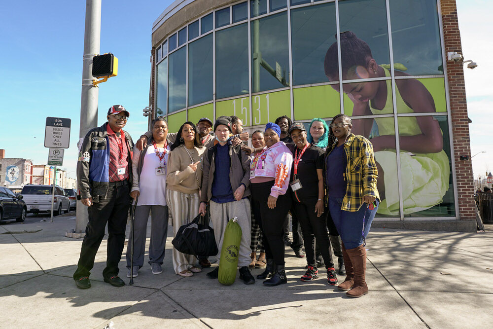 Peer Navigators outside the Pennsylvania Avenue library