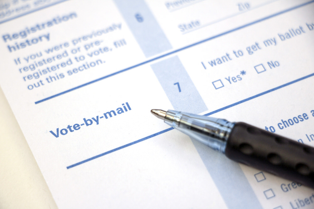 Close-up photo of the Vote By Mail option on a voters' registration form