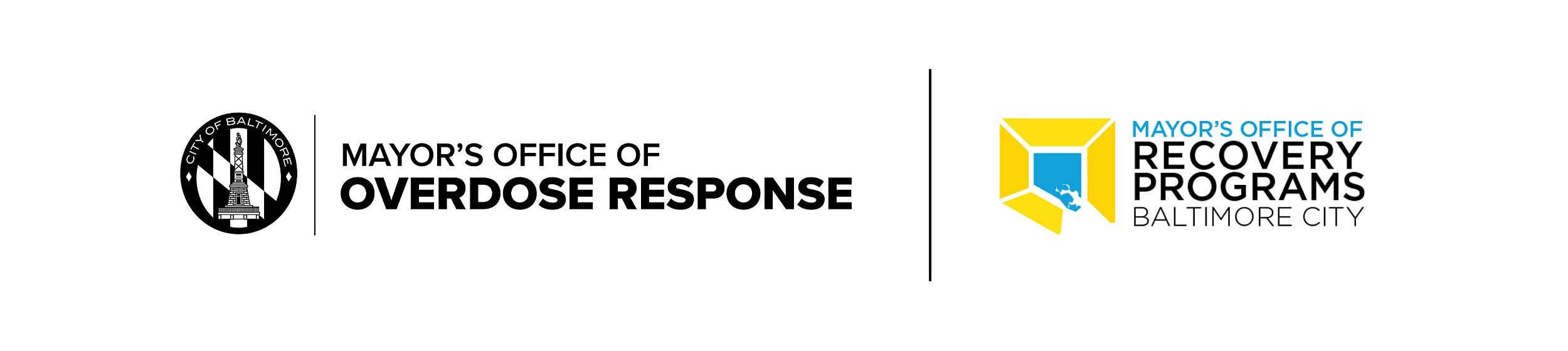 Logos of the Mayor's Office Of Overdose Response and the Mayor's Office Of Recovery Programs - Baltimore City