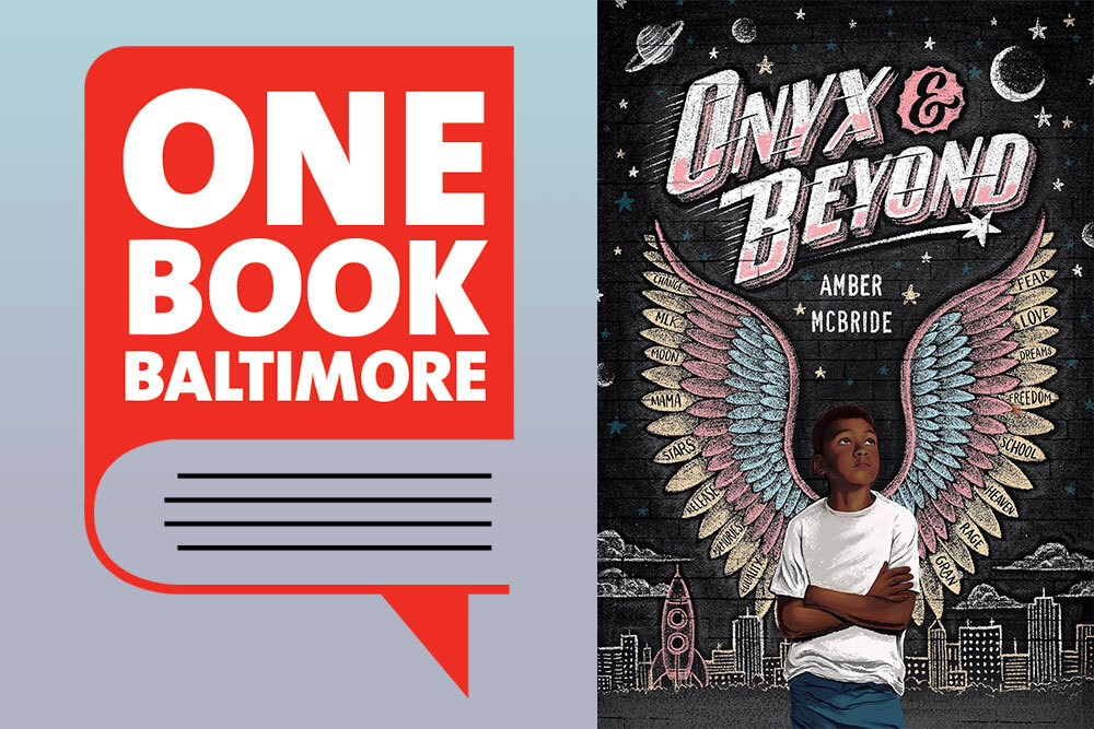 One Book Baltimore logo and 2024 book selection, Onyx and Beyond