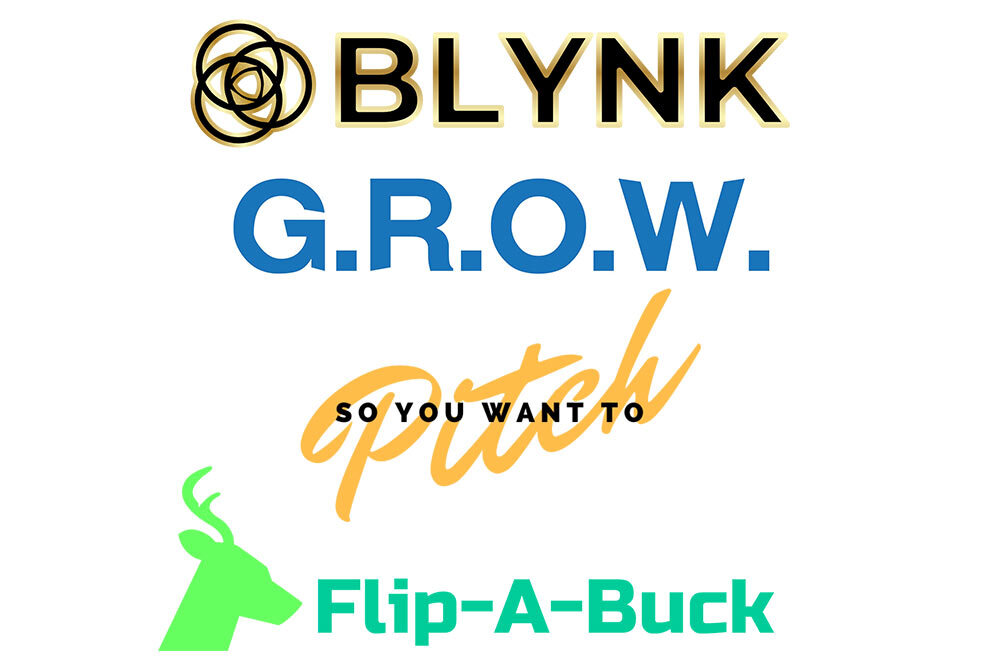 logos for Blynk, G.R.O.W., So You Want to Pitch, and Flip-A-Buck