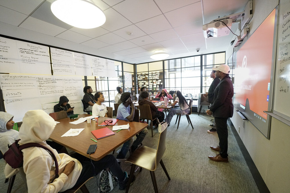 PRATTpreneur teens business planning in a Pratt meeting room