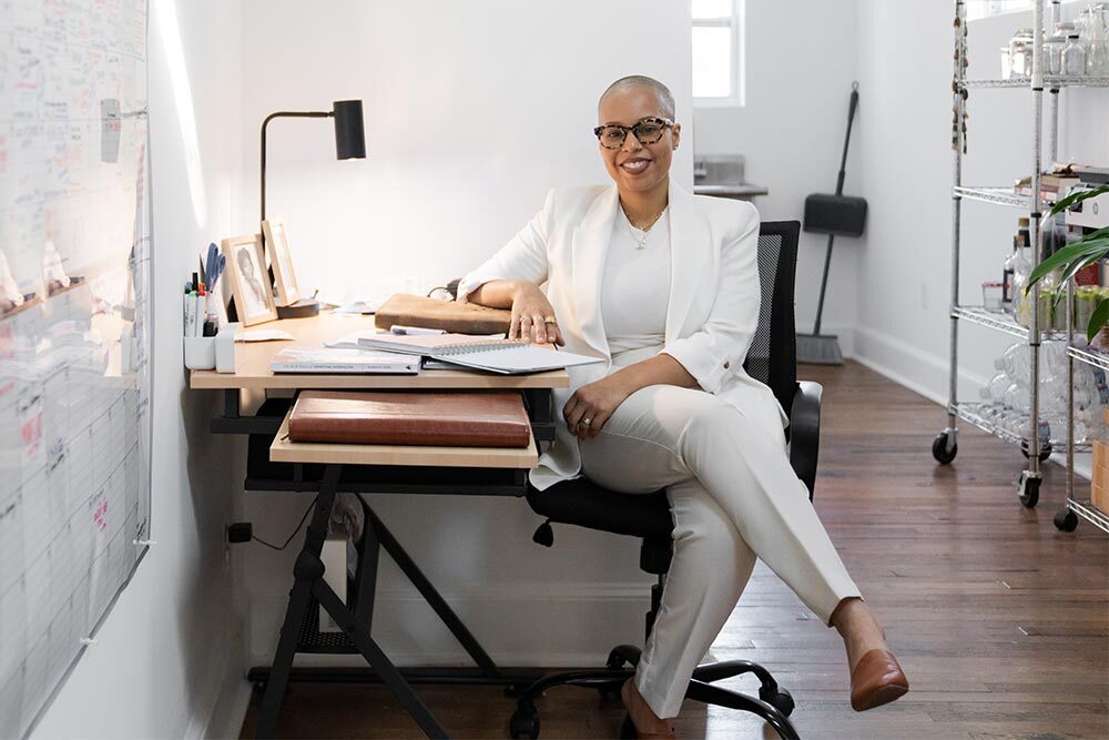 Artist in residence Phylicia Ghee studio portrait. Photo by Anne Kim, courtesy of The Nicholson Project