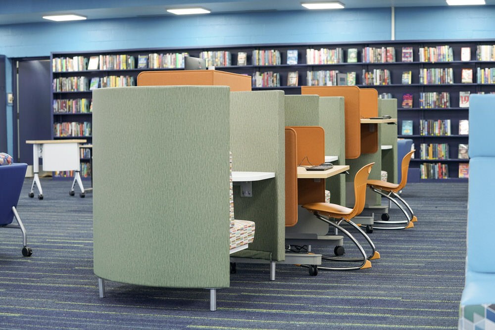 Herring Run after 2024 renovation - computer use cubicles and books